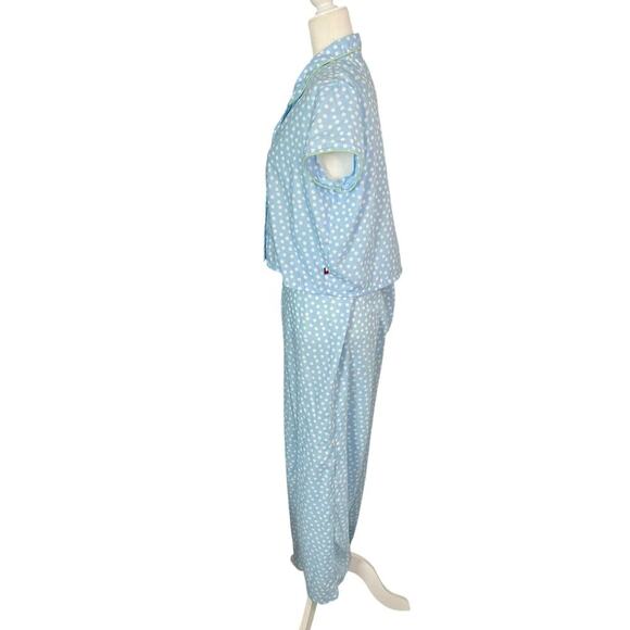 Tommy Hilfiger Woman’s Blue White Polka Dot 2 Piece Pajama Sleepwear Set- Size L - Picture 2 of 9